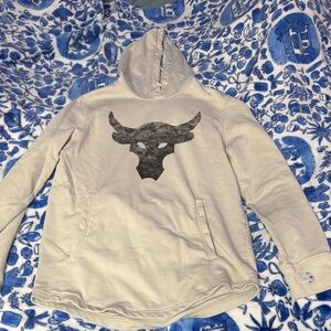 Under Armour Beige Hoodie with Black Bull Design